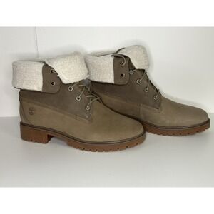 Timberland,  Jayne WP Teddy Fleece Fold Down Boots, Light Brown Nubuck, Size 8.5